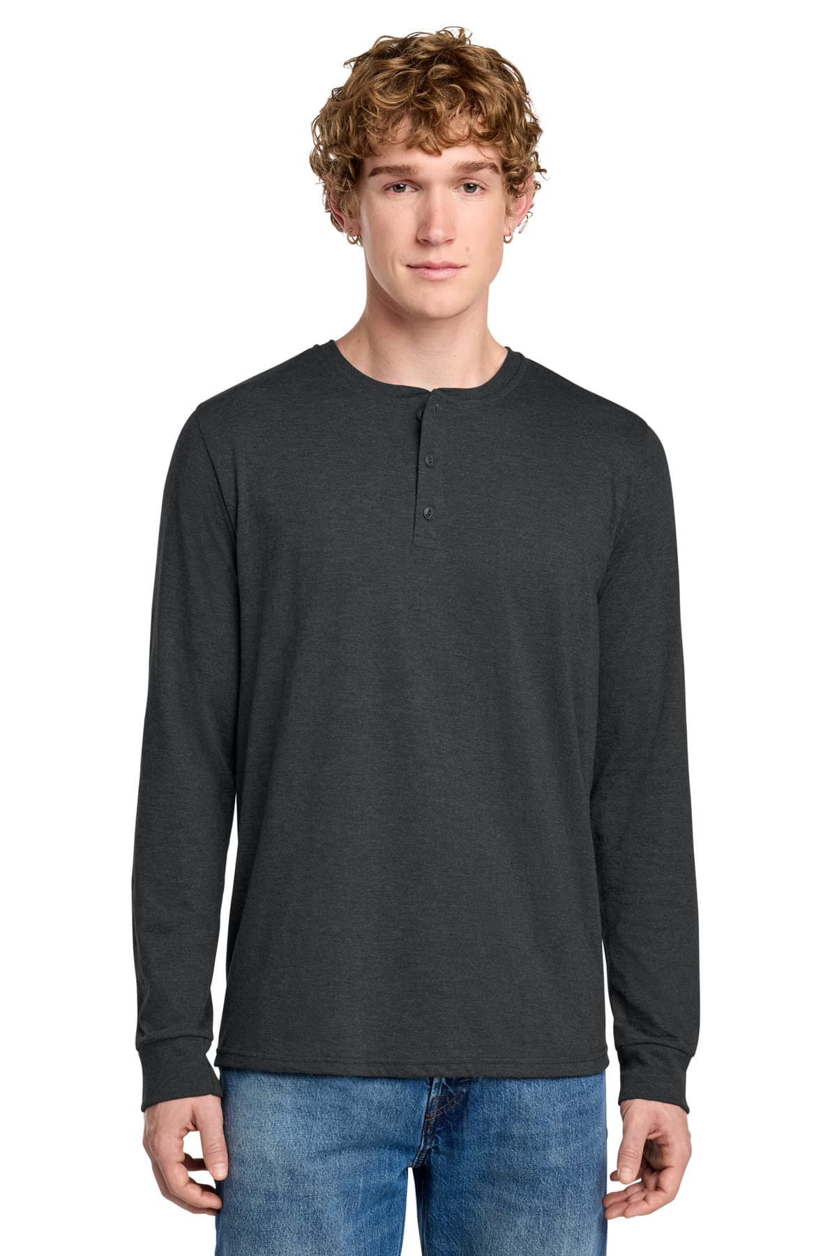 District Perfect Tri Long Sleeve Henley DT145
