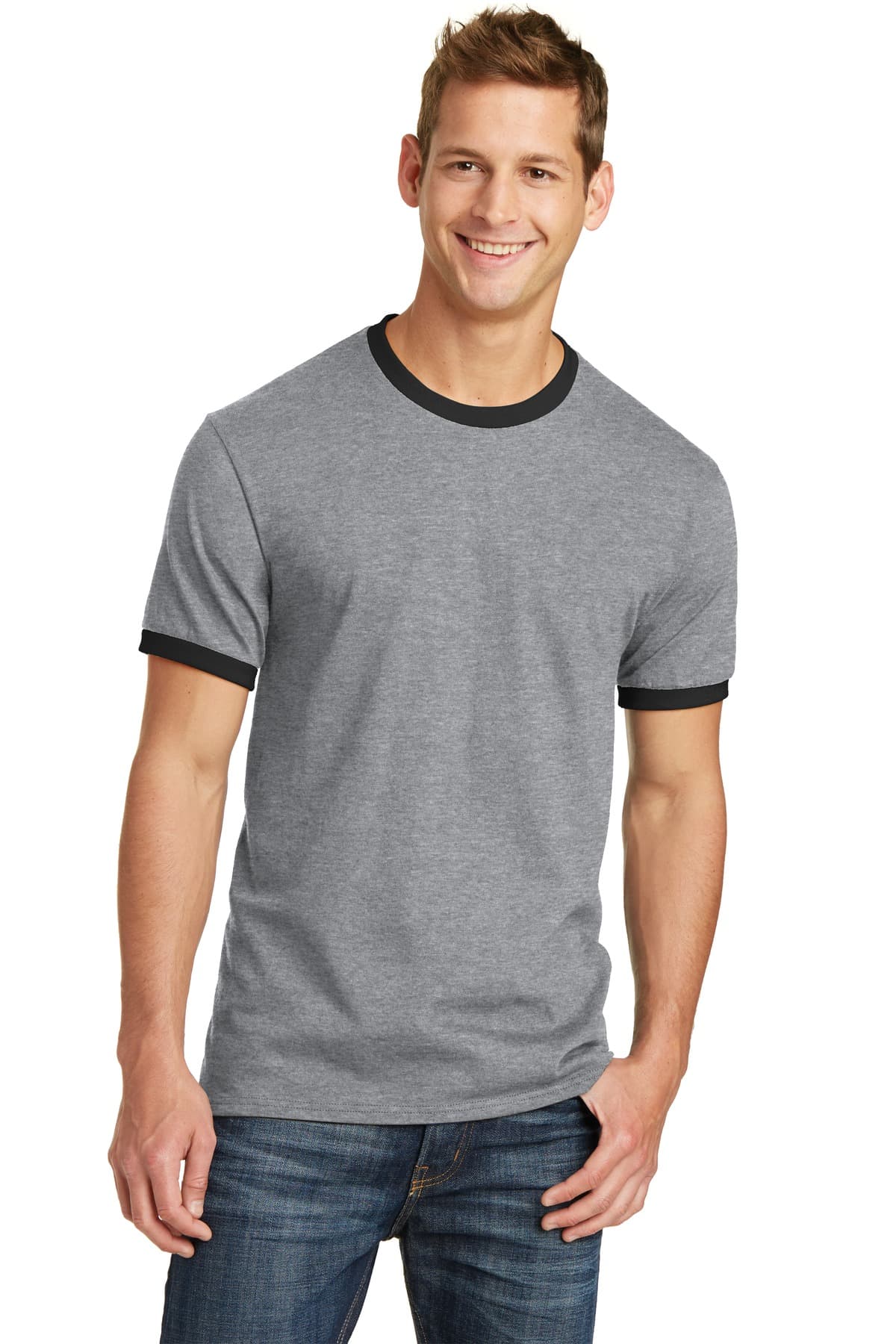 Port & Co Core Cotton Ringer Tee. PC54R