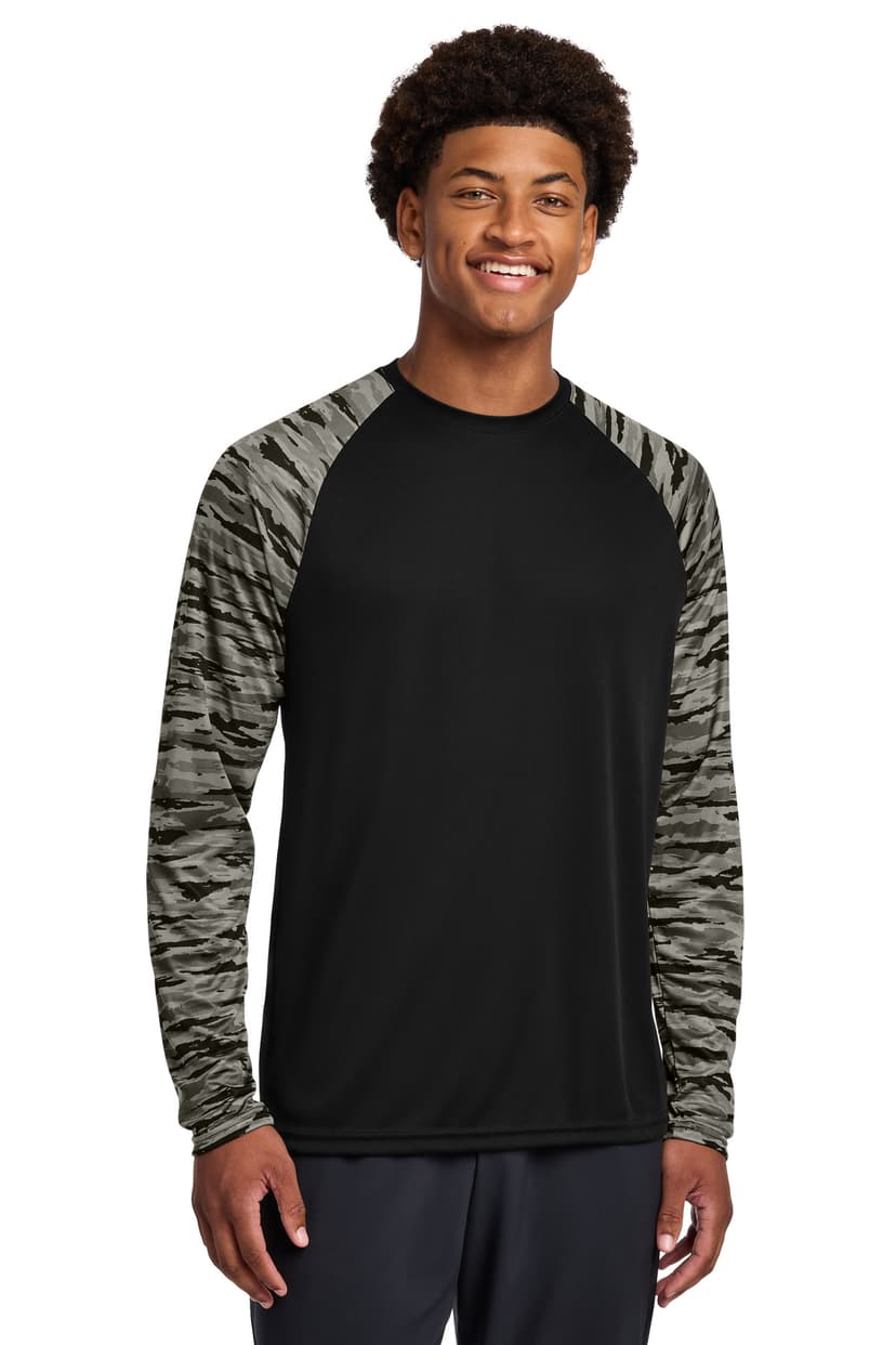 Sport-Tek Drift Camo Colorblock Long Sleeve Tee ST376LS