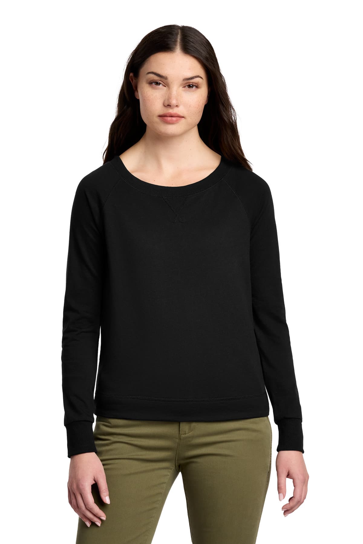 District Women's Featherweight French Terry Long Sleeve Crewneck DT672
