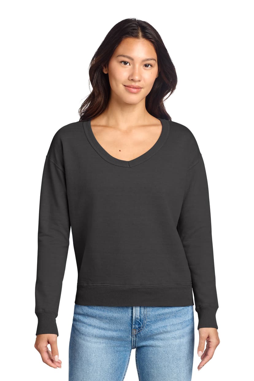 Port & Co Women's Beach Wash Garment-Dyed V-Neck Sweatshirt LPC098V