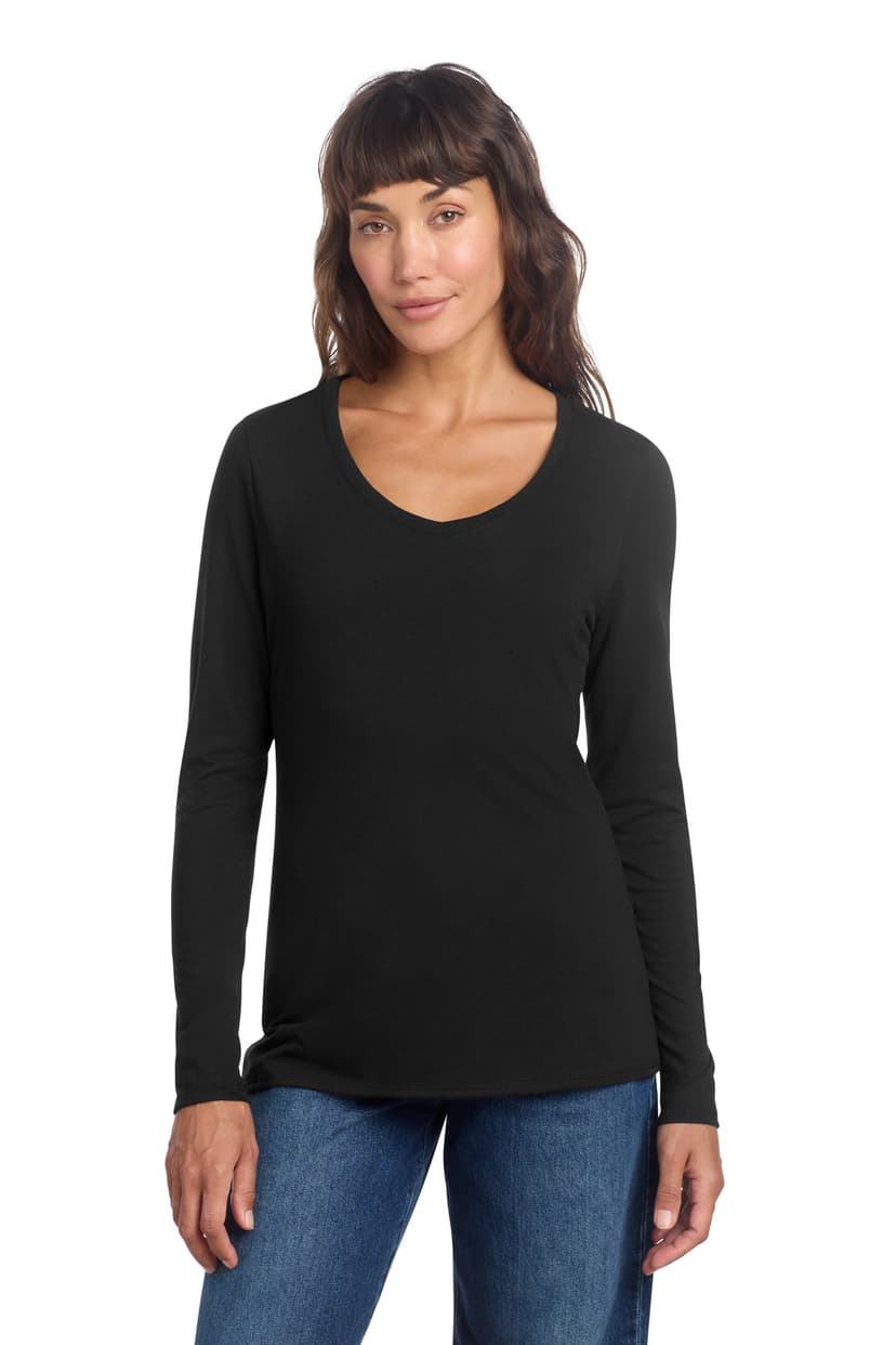 District Women's Perfect Tri Long Sleeve V-Neck Tee DT135