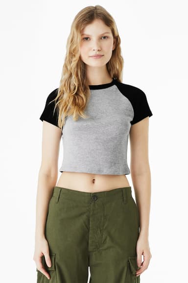 BELLA+CANVAS Women's Micro Rib Raglan Baby Tee BC1201