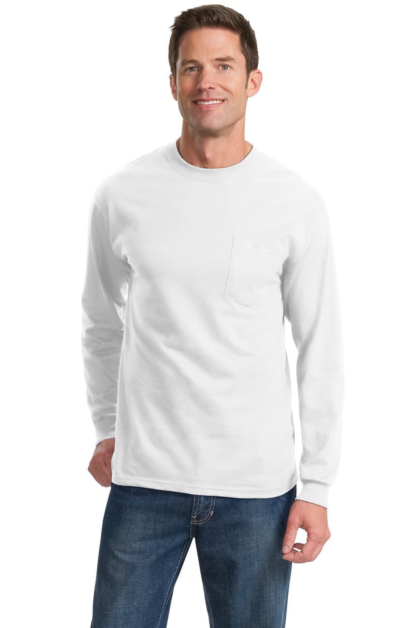 Port & Co Tall Long Sleeve Essential Pocket Tee. PC61LSPT